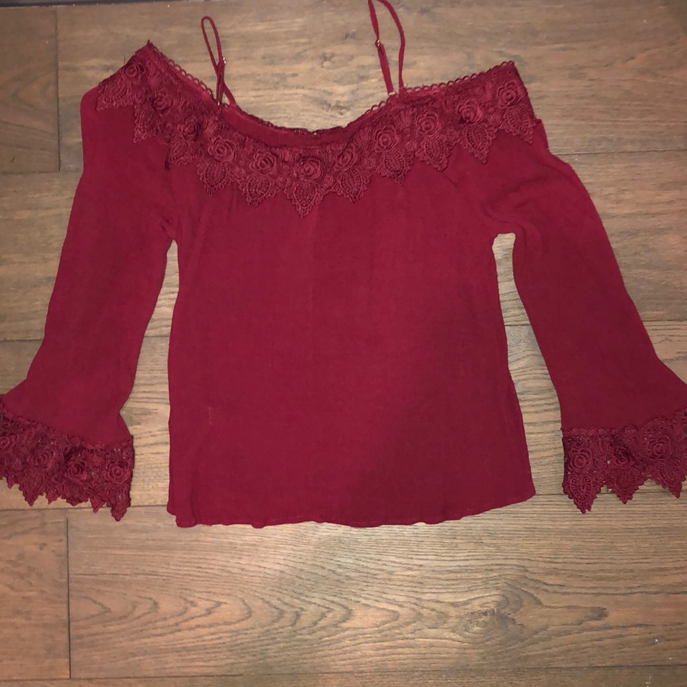 Maroon off the shoulder top